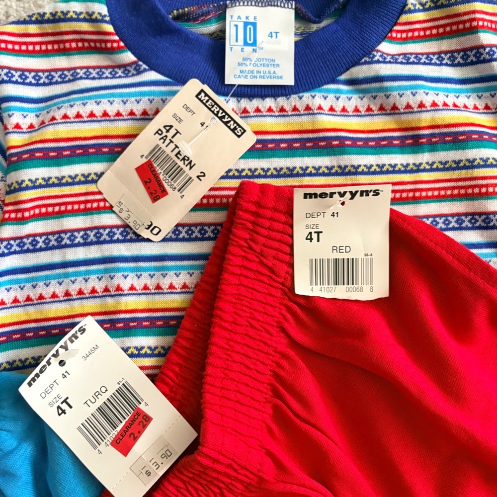 Mervyn's Take 10 3pc Outfit Set Stripe Shorts Shirt Toddler Boys NEW 4T Vintage - Picture 2 of 9